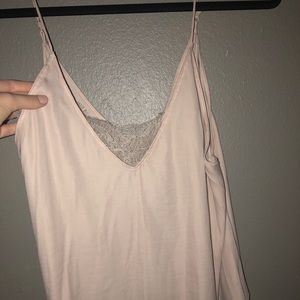 Free people light pink cami with built in lace